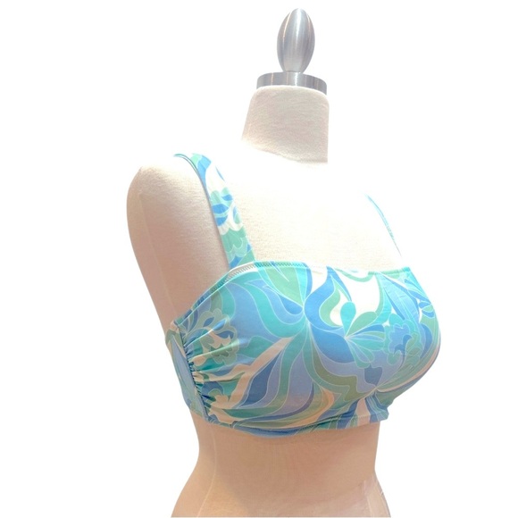 SHADE & SHORE -Blue Green Patterned Bikini Top - Picture 1 of 7